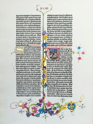 Eine Seite aus der Berliner Gutenberg-Bibel, Buch Hiob